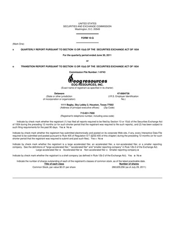Thumbnail EOG Resources 10-Q Quarterly Report FY 
