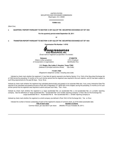 Thumbnail EOG Resources 10-Q Quarterly Report FY 