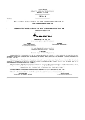 Thumbnail EOG Resources 10-Q Quarterly Report FY 