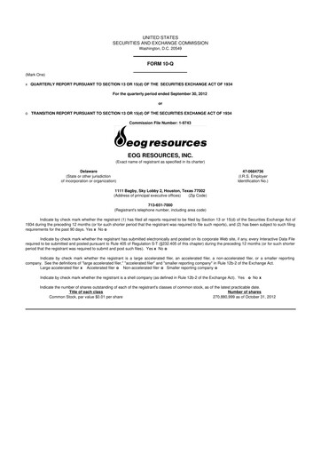 Thumbnail EOG Resources 10-Q Quarterly Report FY 