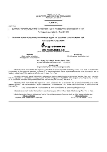 Thumbnail EOG Resources 10-Q Quarterly Report FY 