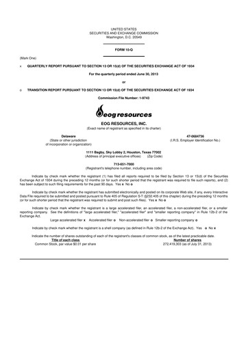 Thumbnail EOG Resources 10-Q Quarterly Report FY 