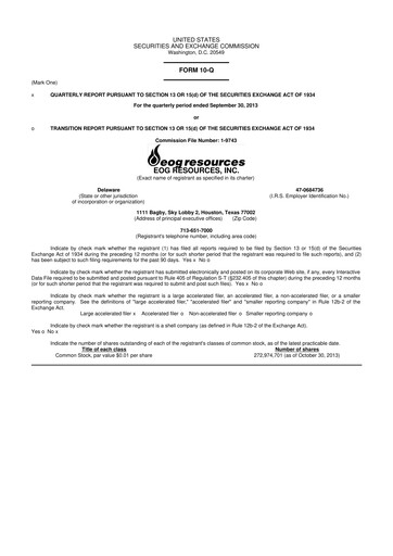 Thumbnail EOG Resources 10-Q Quarterly Report FY 