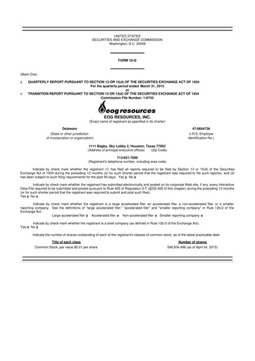 Thumbnail EOG Resources 10-Q Quarterly Report FY 