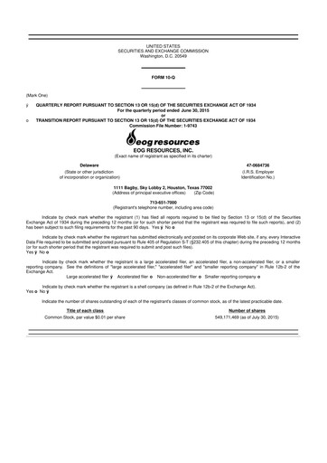 Thumbnail EOG Resources 10-Q Quarterly Report FY 