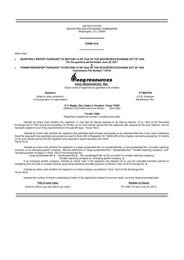 Thumbnail EOG Resources 10-Q Quarterly Report FY 