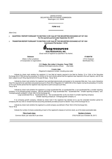 Thumbnail EOG Resources 10-Q Quarterly Report FY 