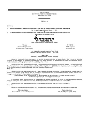 Thumbnail EOG Resources 10-Q Quarterly Report FY 