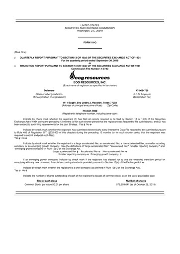 Thumbnail EOG Resources 10-Q Quarterly Report FY 