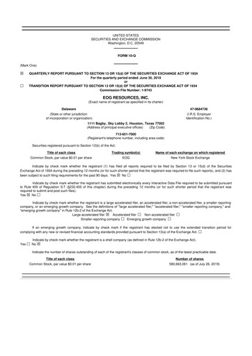 Thumbnail EOG Resources 10-Q Quarterly Report FY 