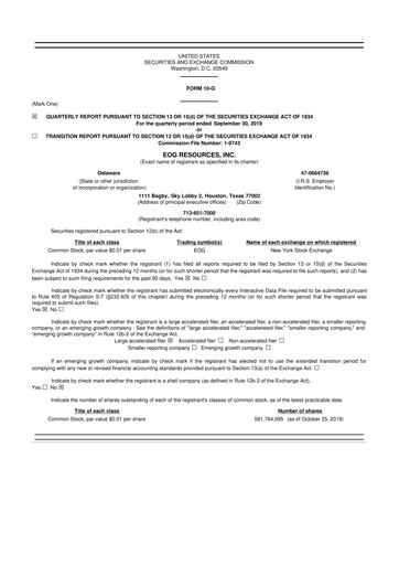 Thumbnail EOG Resources 10-Q Quarterly Report FY 