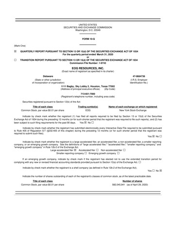 Thumbnail EOG Resources 10-Q Quarterly Report FY 