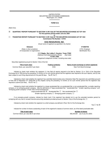 Thumbnail EOG Resources 10-Q Quarterly Report FY 