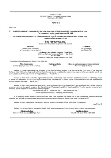 Thumbnail EOG Resources 10-Q Quarterly Report FY 