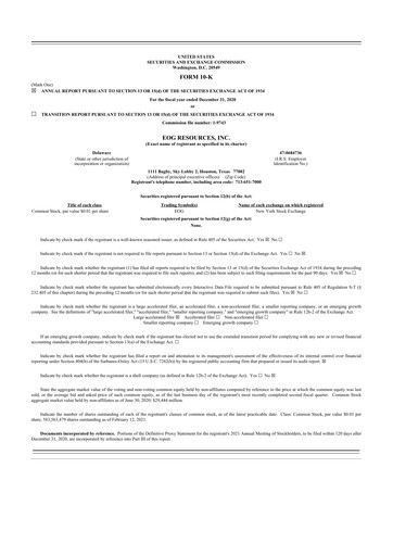 Thumbnail EOG Resources 10-K Annual Report 2020