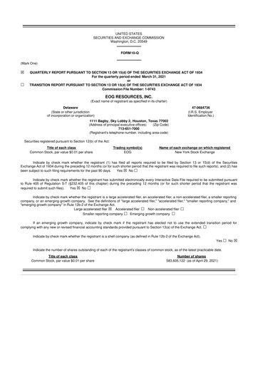 Thumbnail EOG Resources 10-Q Quarterly Report FY 
