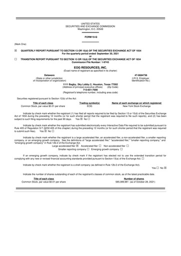 Thumbnail EOG Resources 10-Q Quarterly Report FY 