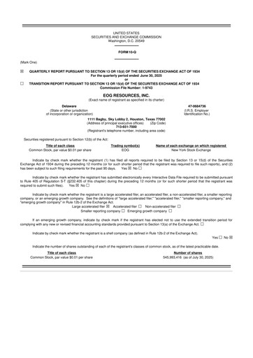 Thumbnail EOG Resources 10-Q Quarterly Report FY2025 