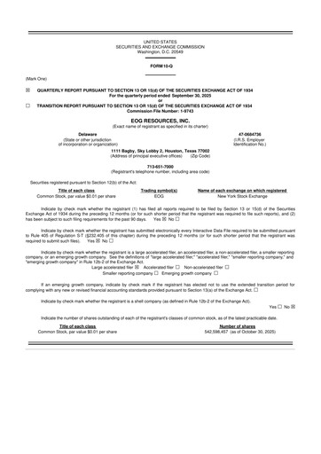 Thumbnail EOG Resources 10-Q Quarterly Report FY2025 