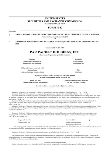 Thumbnail Par Pacific Holdings 10-K Annual Report 2018