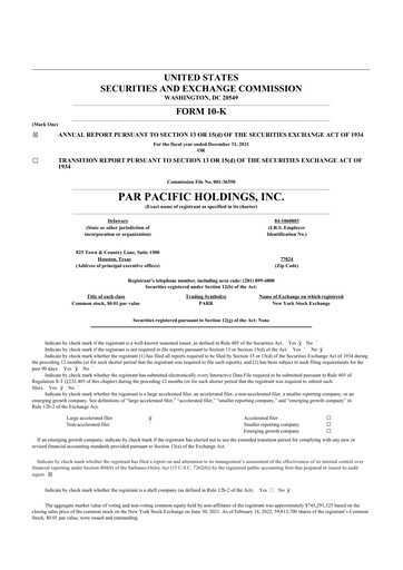 Thumbnail Par Pacific Holdings 10-K Annual Report 2021