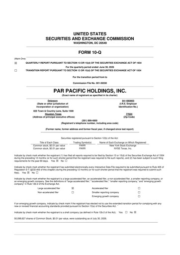 Vorschaubild Par Pacific Holdings 10-Q Quartalsbericht 2026 