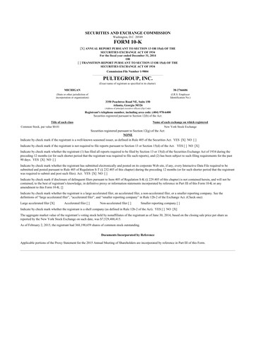 Thumbnail PulteGroup 10-K Annual Report 2014