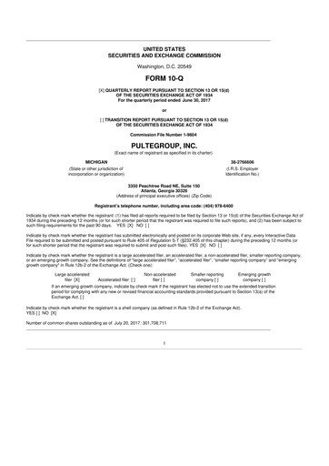 Thumbnail PulteGroup 10-Q Quarterly Report FY2017 