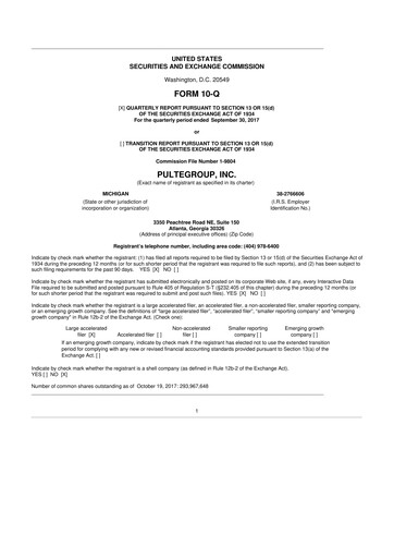 Thumbnail PulteGroup 10-Q Quarterly Report FY2017 