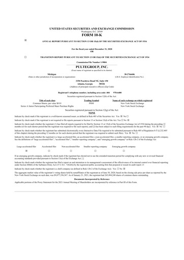 Thumbnail PulteGroup 10-K Annual Report 2020