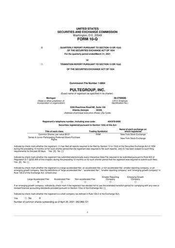 Thumbnail PulteGroup 10-Q Quarterly Report FY2021 