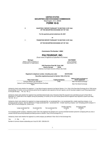 Thumbnail PulteGroup 10-Q Quarterly Report FY2021 