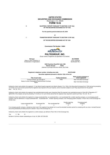Thumbnail PulteGroup 10-Q Quarterly Report FY2024 