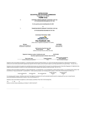 Thumbnail PulteGroup 10-Q Quarterly Report FY2025 