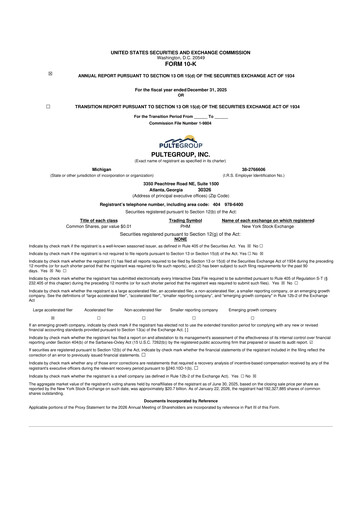 Thumbnail PulteGroup 10-K Annual Report 2025