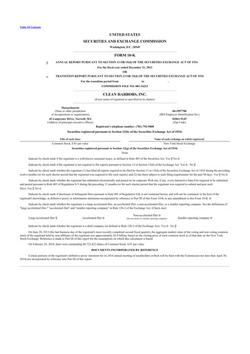 Thumbnail Clean Harbors
 10-K Annual Report 2013