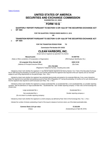 Thumbnail Clean Harbors
 10-Q Quarterly Report FY2016 