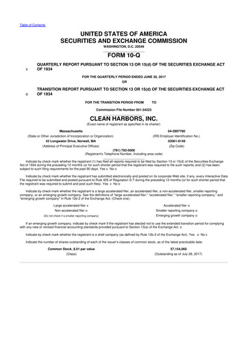 Thumbnail Clean Harbors
 10-Q Quarterly Report FY2017 