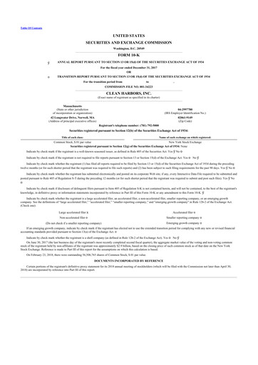 Thumbnail Clean Harbors
 10-K Annual Report 2017