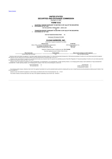 Thumbnail Clean Harbors
 10-Q Quarterly Report FY2021 