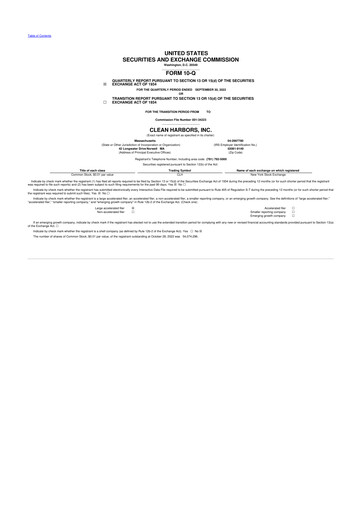 Thumbnail Clean Harbors
 10-Q Quarterly Report FY2022 