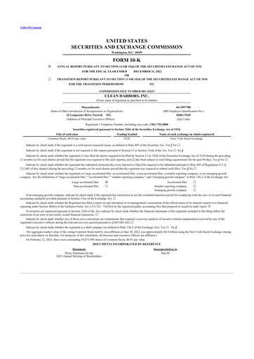 Thumbnail Clean Harbors
 10-K Annual Report 2022