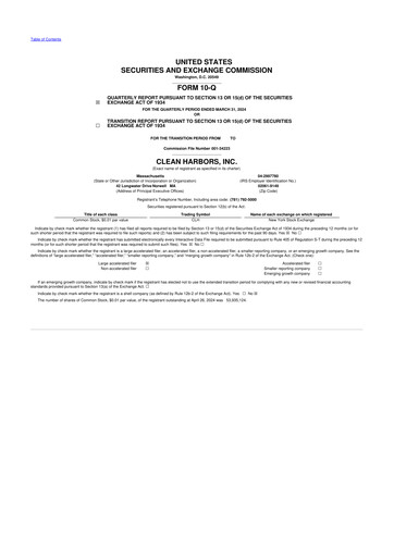 Thumbnail Clean Harbors
 10-Q Quarterly Report FY2024 