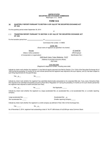 Thumbnail Aaon 10-Q Quarterly Report FY2014 