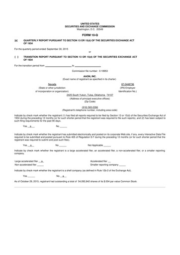 Thumbnail Aaon 10-Q Quarterly Report FY2015 