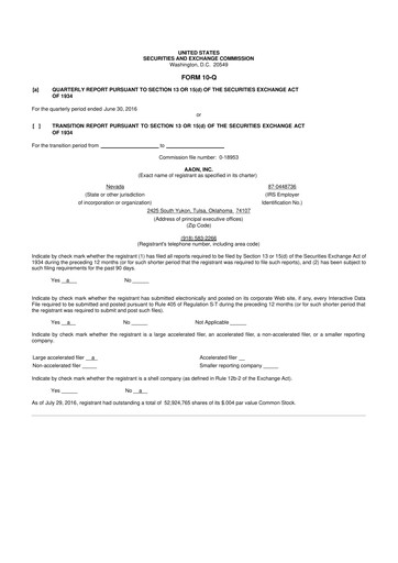Thumbnail Aaon 10-Q Quarterly Report FY2016 