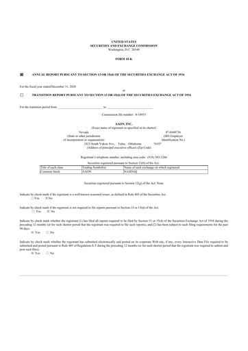 Thumbnail Aaon 10-K Annual Report 2020