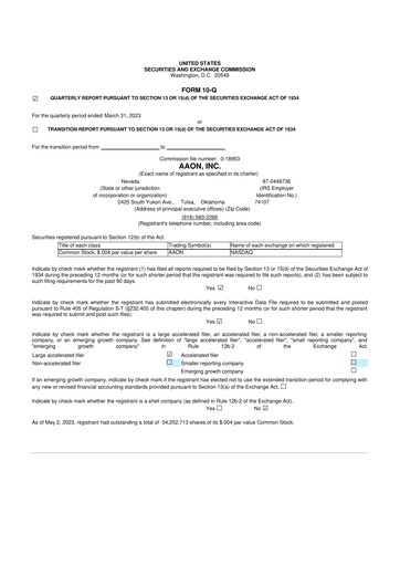 Thumbnail Aaon 10-Q Quarterly Report FY2023 
