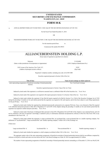 Thumbnail AllianceBernstein 10-K Annual Report 2016