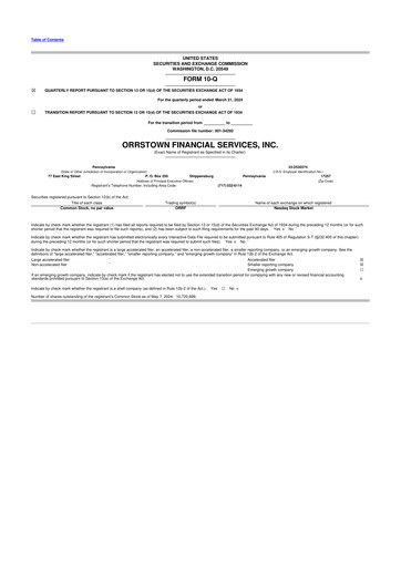 Miniature Orrstown Financial Services 10-Q Rapport trimestriel 2024 